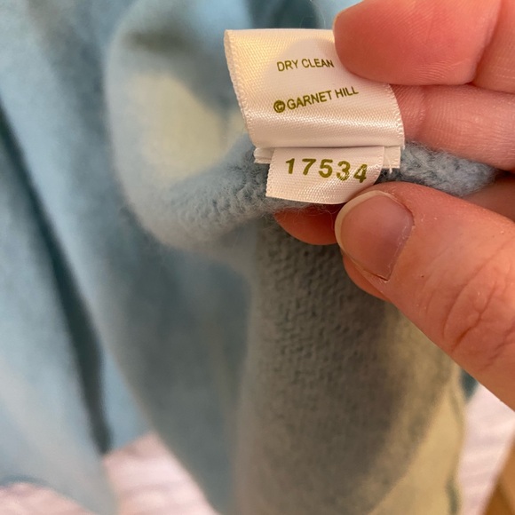 Garnet Hill Lambswool & Angora Open Front Cardigan Sweater Light Aqua Blue Sz M - Picture 7 of 8